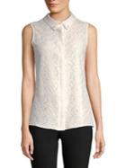 Karl Lagerfeld Paris Lace Woven Button Front Blouse