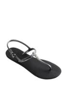 Havaianas Freedom Glamour Metallic Rubber T-strap Sandals