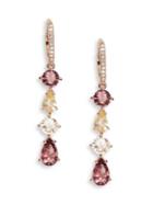 Nadri Pink Mix Rose-goldtone Linear Earrings