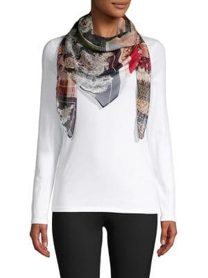 Vince Camuto Mixed-print Square Silk Scarf