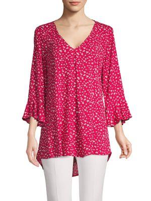 B Collection By Bobeau Floral Bell-sleeve Top