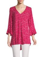 B Collection By Bobeau Floral Bell-sleeve Top