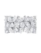 Crislu Celebration Crystal, Sterling Silver And Platinum Multi-shape Cluster Eternity Ring
