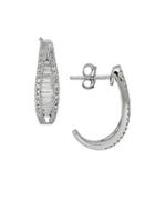Lord & Taylor Diamond And 14k White Gold J-hoop Earrings, 0.62 Tcw