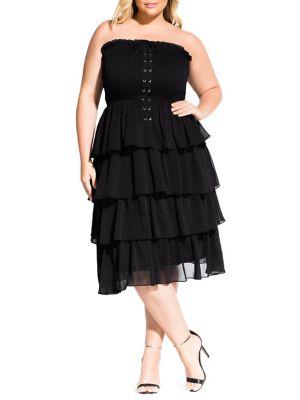 City Chic Plus Sienna Ruffle Midi Dress