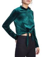Miss Selfridge Tie-front Velvet Top