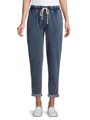 White Crow Drawstring Denim Joggers