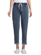 White Crow Drawstring Denim Joggers