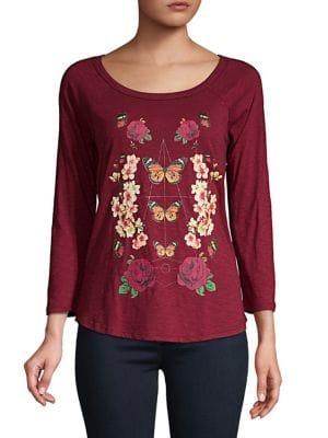 Lucky Brand Butterfly Floral Tee