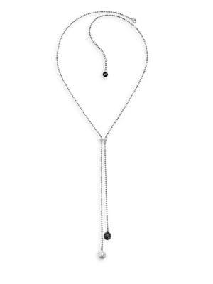 Karl Lagerfeld Pave & 6mm Pearl Swarovski Crystal & Pearl Y-necklace