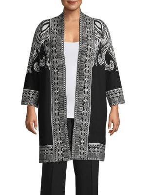 Context Plus Framed Paisley Printed Open Cardigan