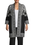 Context Plus Framed Paisley Printed Open Cardigan