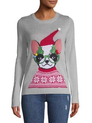 By Design Pom-pom Embellished Intarsia Sweater