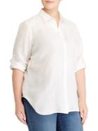 Lauren Ralph Lauren Plus Roll-cuff Linen Button-down Shirt