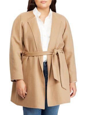 Lauren Ralph Lauren Plus Plus Size Wool-blend Belted Coat