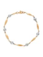 Lord & Taylor 14k Yellow And White Gold Beaded Bracelet