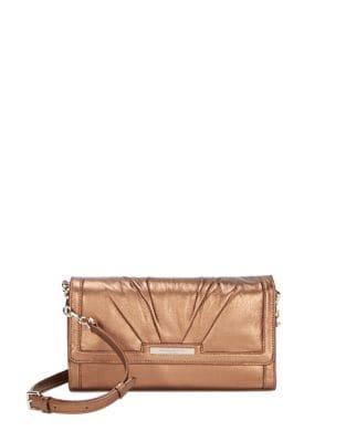 Donna Karan Metallic Flap Leather Shoulder Bag