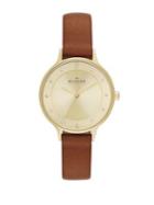 Skagen Anita Goldtone Crystal And Leather Watch