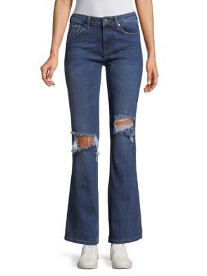 Free People Distressed Flared Jeans