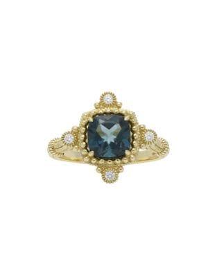Ripka Angelica London Blue Topaz, Diamond And 14k Yellow Gold Ring