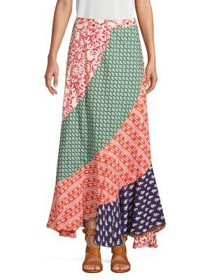 Free People Medley Patchwork Handkerchief Maxi Skirt