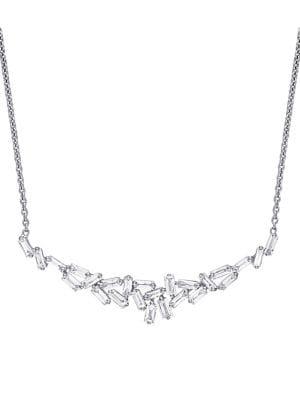 Sonatina 14k White Gold & Baguette-cut Diamond Bar Necklace