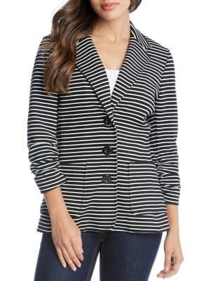 Karen Kane Shirred-sleeve Striped Jacket