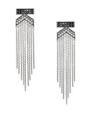 Karl Lagerfeld K Fringe Swarovski Crystal & Crystal Drop Earrings