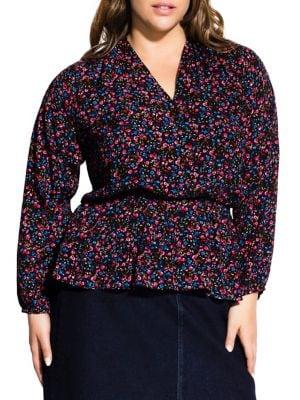 City Chic Plus Floral Ditsy Top