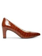 Anne Klein Kaylee Croc-embossed Leather Pointy Pumps
