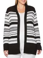 Rafaella Plus Plus Stripped Knit Open Front Cardigan