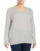 Lord & Taylor Plus Cashmere V-neck Sweater