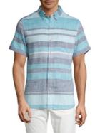 Surfsidesupply Striped Plaid Pocket Short-sleeve Shirt