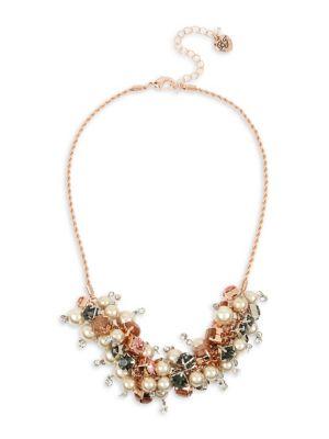 Betsey Johnson Mixed Stone & Faux-pearl Shaky Frontal Necklace