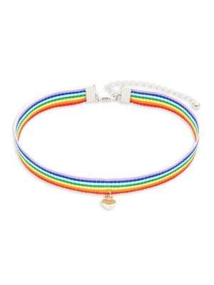 Design Lab Woven Rainbow Charm Choker Necklace