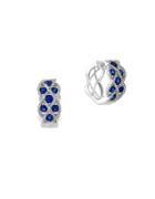 Effy Royale Bleu Sapphire, Diamond And 14k White Gold Lattice Hoop Earrings