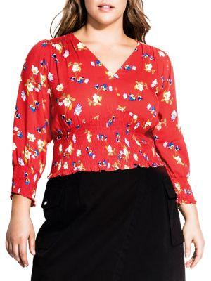 City Chic Plus Floral-print Top