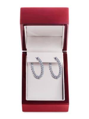 Lord & Taylor 14k White Gold & Diamond Hoop Earrings, 2 Tcw