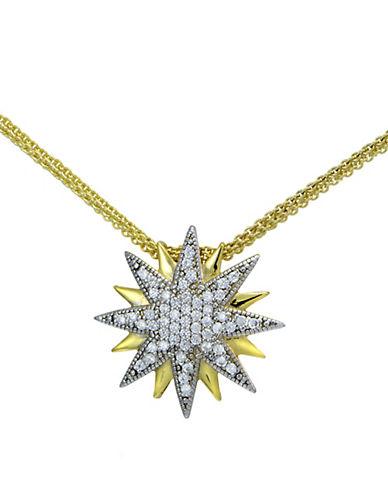 Lord & Taylor Two-tone Cubic Zirconia And Sterling Silver Starburst Pendant Necklace