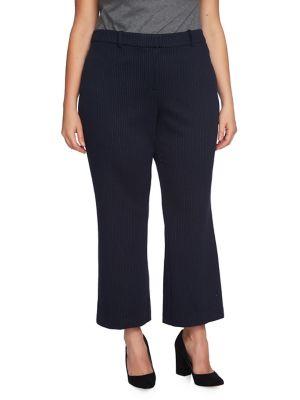1.state Plus Pin Striped Mini Kick Flare Pants