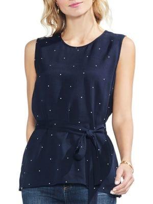 Vince Camuto Sapphire Bloom Polka Dot Top