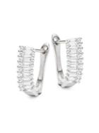 Lord & Taylor Sterling Silver And Cubic Zirconia Baguette Bar Earrings