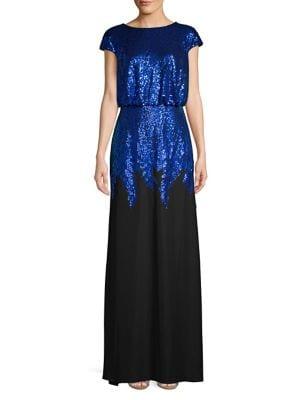 Tadashi Shoji Sequined Column Gown