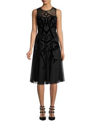 Bcbgmaxazria Sleeveless Velvet Illusion A-line Dress
