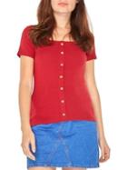 Dorothy Perkins Short Sleeve Ribbed Button Tee