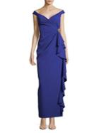 Vince Camuto Off-shoulder Ruffled Drape Gown