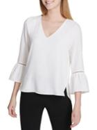 Calvin Klein Lace-trimmed Bell-sleeve Blouse