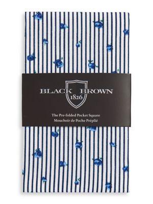 Black Brown Striped Cotton Pocket Square