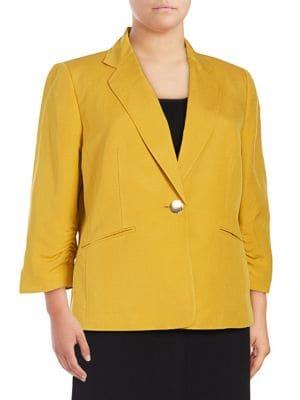 Nipon Boutique Plus Three-quarter-sleeve Blazer