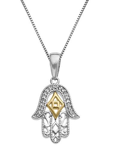 Lord & Taylor Sterling Silver And 14kt Yellow Gold Pendant Necklace With Diamonds